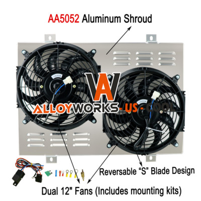 Electric Radiator Fan+Aluminum Shroud Kit For 79-93 Ford Mustang Mercury Marquis