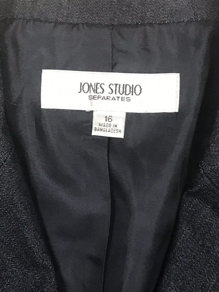 Blazer Jones Studio Separates Tamanho 16 Azul Marinho Escuro Preppy Carreira Escritório Novo com etiquetas - Imagem 2 de 4