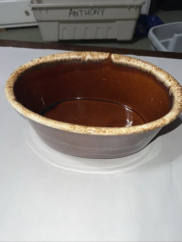 VTG 60’s Hull Pottery Brown Drip Oval Baking Casserole Dish 10x7”