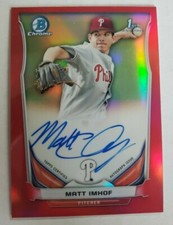 MATT IMHOF 2014 Bowman Chrome Draft RED REFRACTOR AUTO #'D 3/5 PHILLIES