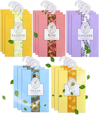 15 Pack Closet Air Freshener Flower Scented Sachets Bags for Drawer and Close...