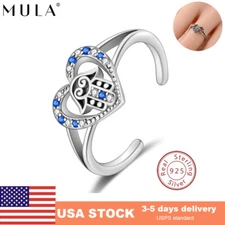 MULA 925 Sterling Silver Ring Blue AAA CZ Shining Guardian Palm Women Jewelry