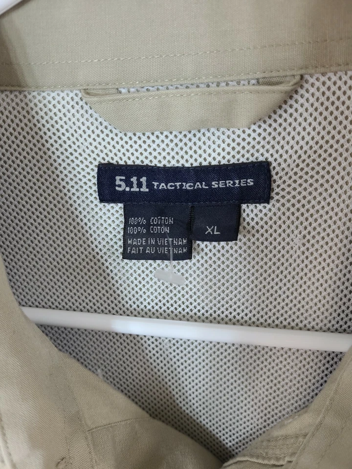 5.11 Tactical Series Mens XL Beige Button Up Short Sleeve Shirt - Image 2 of 4