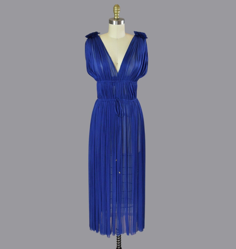 ELENA MAKRI NWT Vereniki Silk Midi Dress in Cobalt Blue One Size - 第 1/7 張圖片