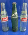 LOT - 3 Vintage Coca Cola And Sprite Bottles.  355 ml. Glass Bottles. 10 oz