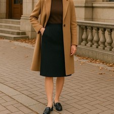 Pendleton Vintage 100 Virgin Wool Black Skirt Classic Lined Pockets Size 8