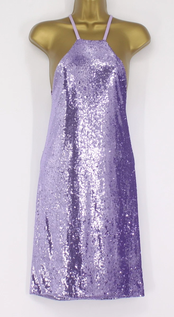 strapless open back dress MOTEL DELUXE Gabby Sequin Dress in Iridescent Purple  motelrocks.com