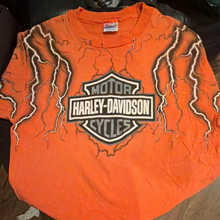 Harley Davidson Blackfoot Idaho Orange Lightning Graphic T Shirt Size L