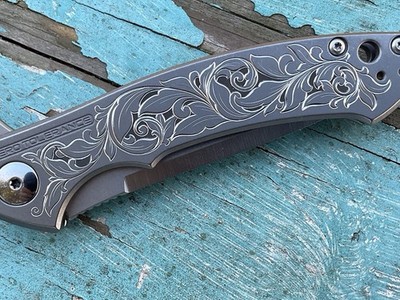 Hand Engraved Zero Tolerance Small Sinkevich ZT0450 Made In USA Titanium