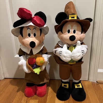 Disney Mickey And Minnie Mouse Thanksgiving Pilgrim Plush Door Greeters