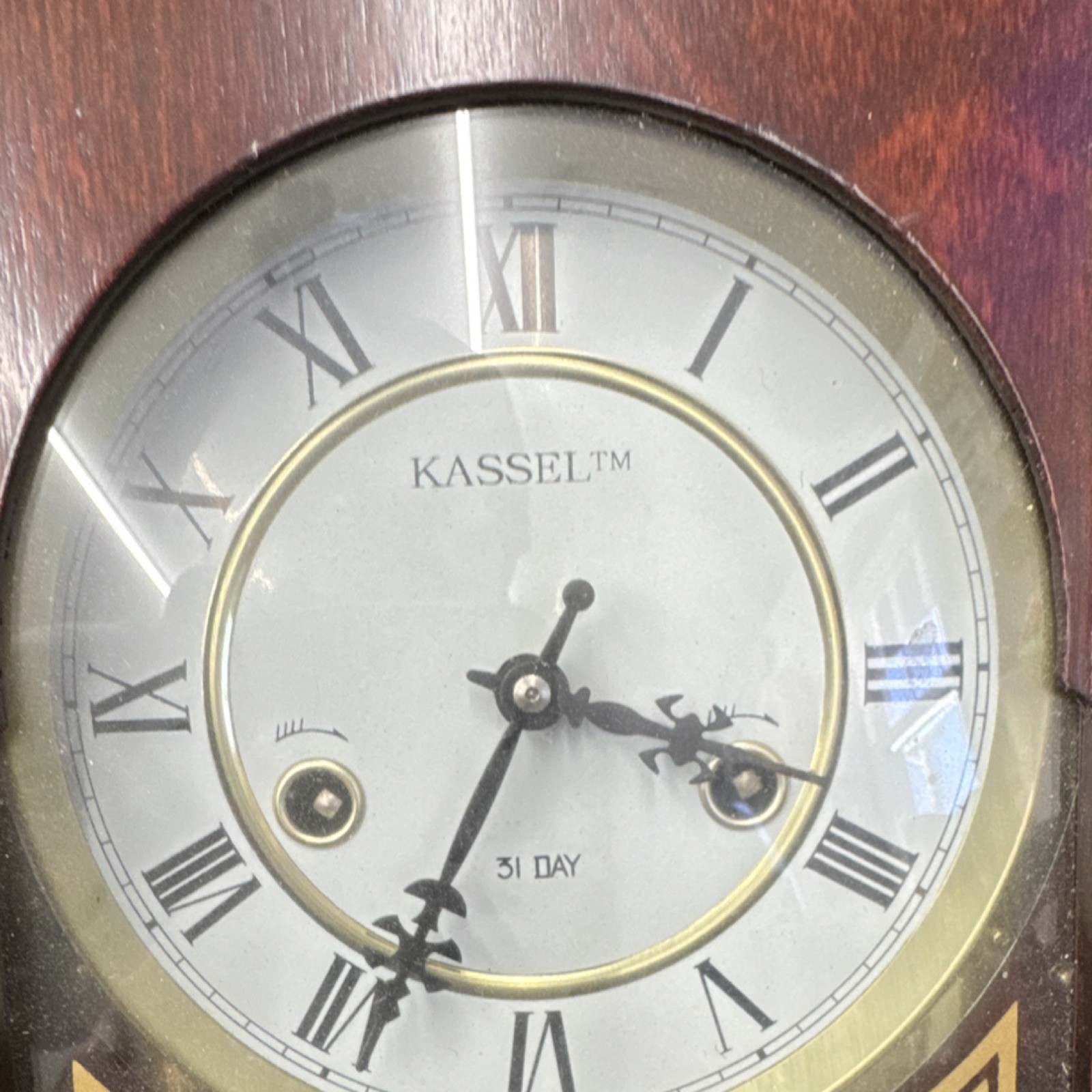 Kassel 31 Day Mechanical Hanging Wall Clock Wood Mahogany Roman Numerals
