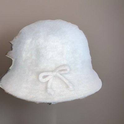 Angora Rabbit Hair White Cloche Hat