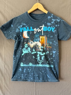 Fall Out Boy T Shirt Mens S Blue Tie Dye Infinity On High Band Photo Emo Rock
