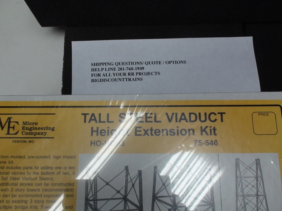 HO Micro- Engineering 75-546 TALL STEEL VIADUCT HEIGHT EXTENSION HO & HOn3 - Image 2 of 4