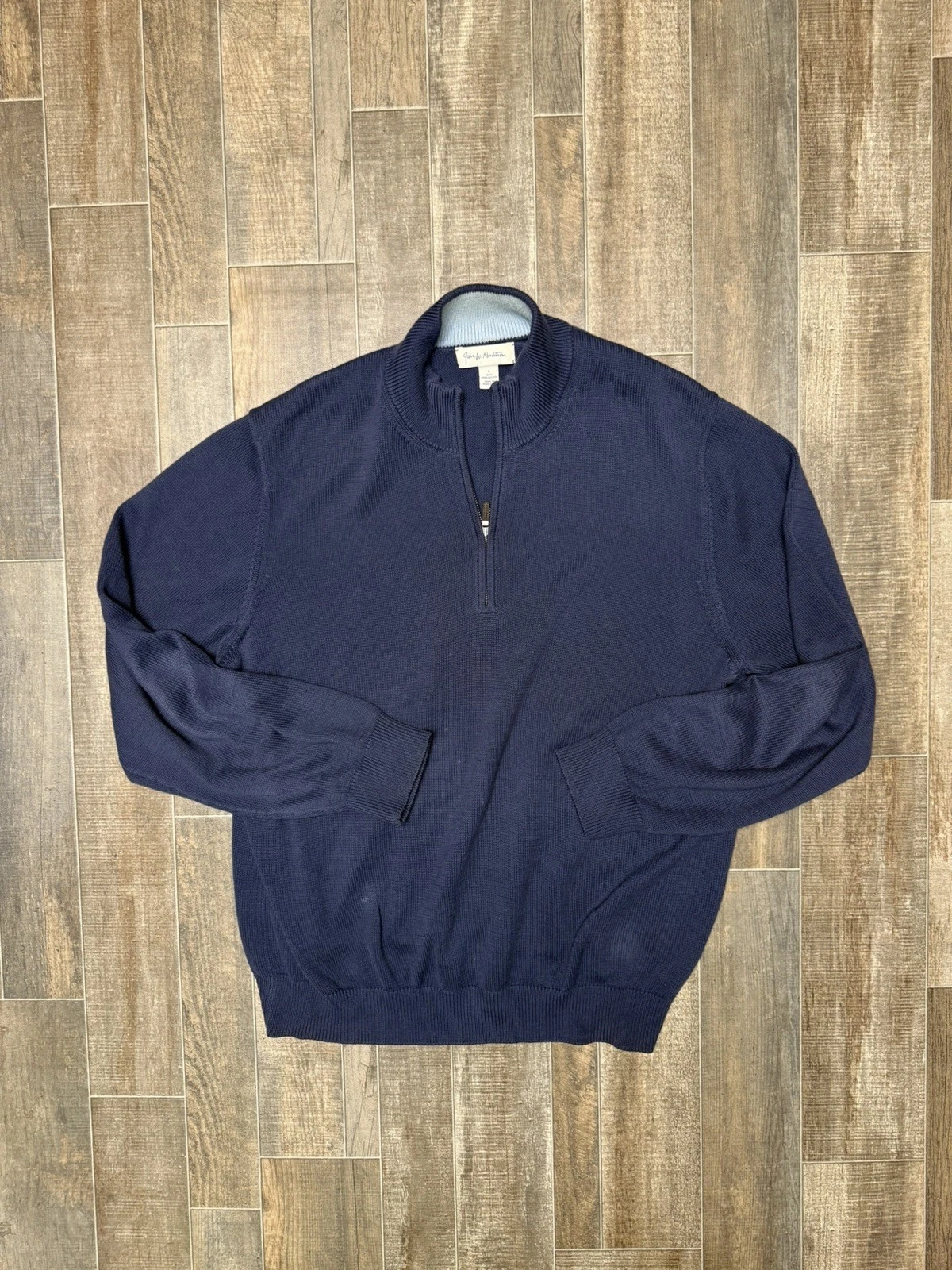 John W. Nordstrom Sweater Mens XL Brown 100% Pima Cotton Half Zip Mock Neck Knit
