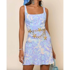 RIXO Rohan Dress Lilac Abstract Shell Floral Print Sleeveless 12