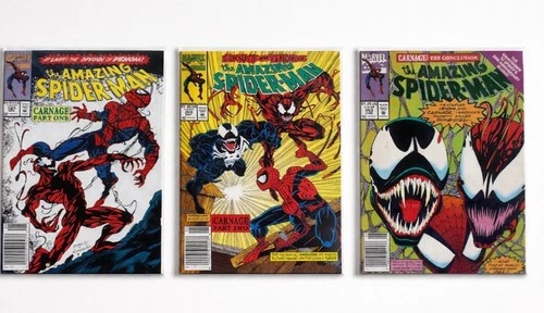 THE AMAZING SPIDERMAN 361,362,363  RARE NEWS STAND COPIES 1ST CARNAGE
