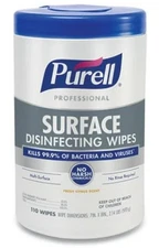 PURELL Professional Surface Disinfecting Wipes, 7 x 8, Fresh Citrus, 110 wipes