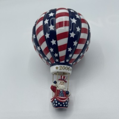 未使用⭐︎気球スタンプ&Hot Air Balloon スタンピンアップ Danbury Mint Ornament Stars and Stripes Santa Hot Air Balloon 2006