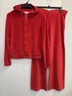Victoria's Secret Size S Velvet Track Suit Hoodie Wide Leg Pants Red  Velour