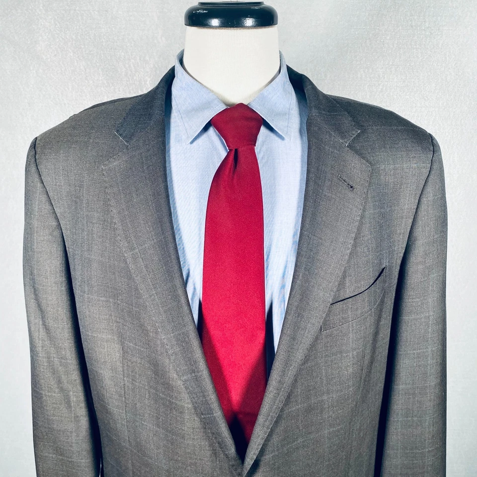 Brooks Brothers Blazer 男式 46L 棕色羊毛格伦格子运动外套夹克现代 — 第 2/4 张图片