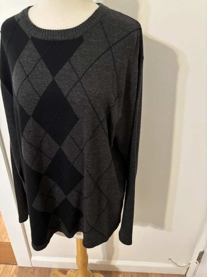 Suéter Crazy Horse Argyle Adulto Mediano Negro y Gris Foto 3 de 4