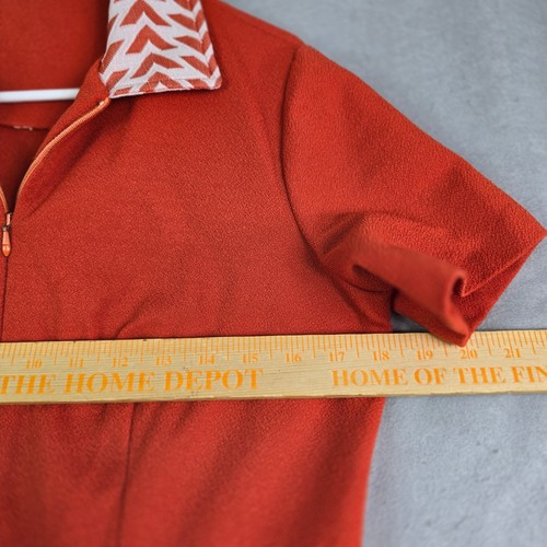 Vintage 60s 70s Mod A-Line Dress Women M Orange Chevron Geometric Prop Go-Go, $38 - Photo 10