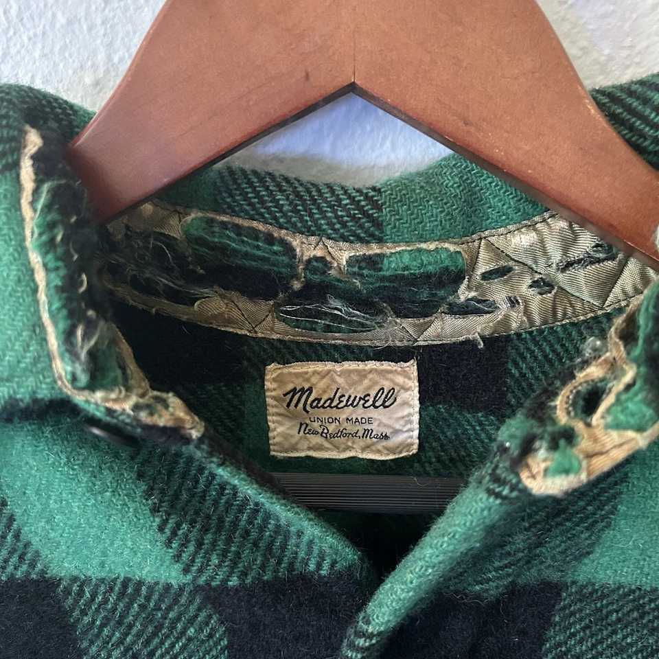 Franela pesada vintage hecha en Unión años 50 60 Madewell verde negra Foto 3 de 3