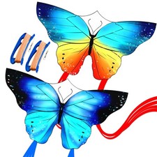 2 Pack Butterfly Kites for Kids and Adults Easy to Fly, Large Single Line Bea...