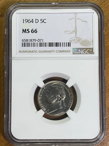 1964-D DENVER Jefferson Nickel NGC MS66