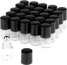 25 Pcs Clear Glass Mini Roll on Bottles Empty Essential Oil Roller Ball Bottles