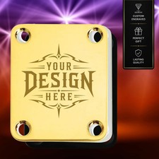 Custom Engraved Gold PLATED Guitar Neck Plate Personalized Fit Fender