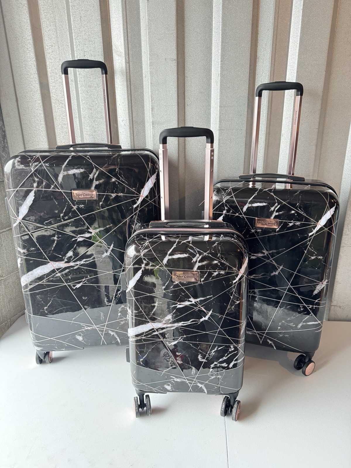 Set Black Marble Carry-on Checked