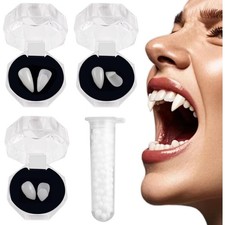 Halloween Vampire Dentures and Fangs Set of 3 Realistic Costume Teeth with