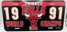 Chicago Bulls 1991 NBA World Champs Plastic License Plate Tag Express - VGC