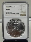 1990 American Silver Eagle NGC MS 69 #055