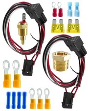12V 40A Dual Electric Fan Relay Wiring Kit with Temperature Switch 185 F ON