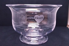 Simon Pearce Art Glass Bowl Compote Custom Etched Women Heart 2010