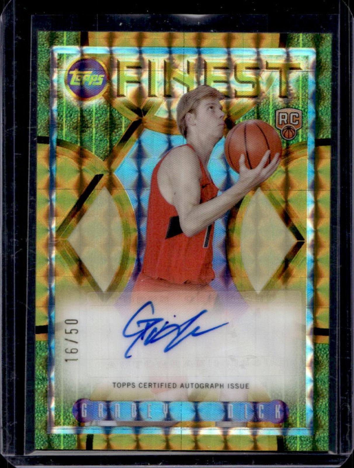 2023-24 Finest Gradey Dick Flashback Auto RC Gold Geometric Refractor #16/50
