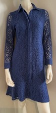 SOSANDAR Royal Blue Lace Mini Shirt Dress Size 10 Excellent Condition Free P&P