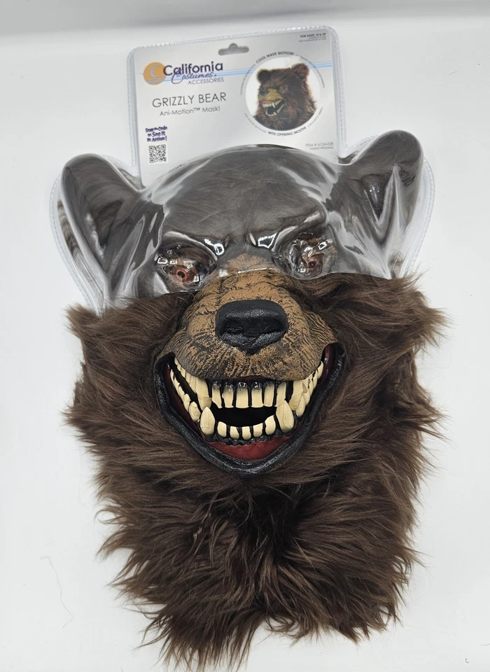 California Disfraces Oso Pardo Máscara de Halloween con Boca Abierta NUEVO CON ETIQUETAS Foto 2 de 4