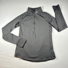 Under Armour Womens ColdGear Half Zip Pullover Grey Fitted Mock Neck MD M
