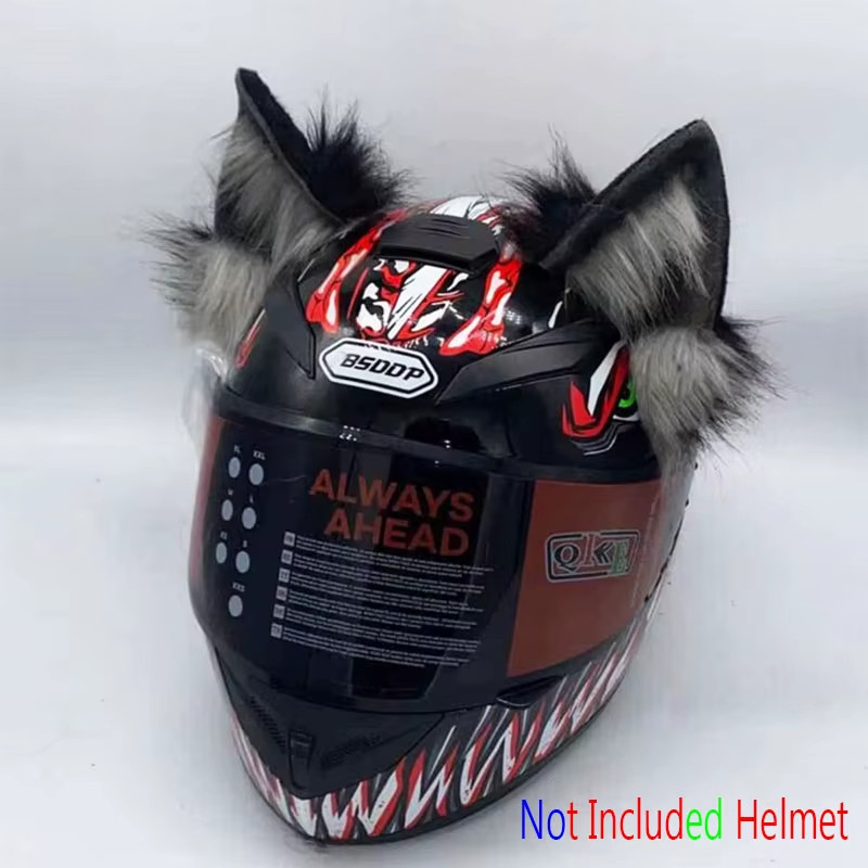 Casco Eléctrico Moto Decoración 3D Estéreo Orejas de Lobo Felpa Plegable Motorbi