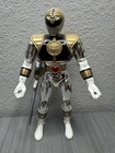 Vintage 1995 Metallic White Power Rangers Action Figure With Accessories 6”