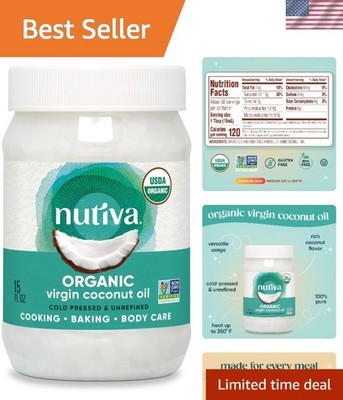 Cold-Pressed Coconut Oil - 15 Fl Oz - Ideal for Keto, Paleo & Beauty Use