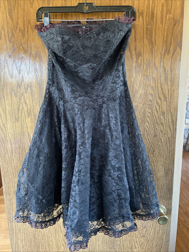 Vintage Janet Russo Black Lace Bustier Dress 80’s USA Made Size 6
