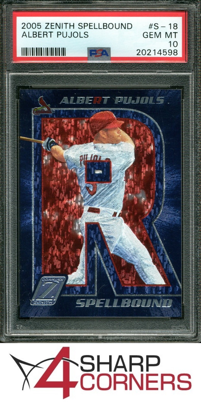 2005 ZENITH SPELLBOUND #S-18 ALBERT PUJOLS CARDINALS POP 1 PSA 10