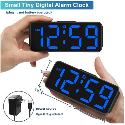 Modern LED Alarm Clock with 6 Dimmer Levels & Battery Backup