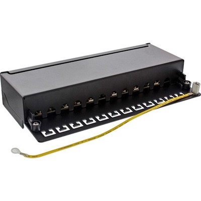 InLine Patch Panel Cat.6A 12-Port für DIN-Schiene im Server Rack schwarz 76809A