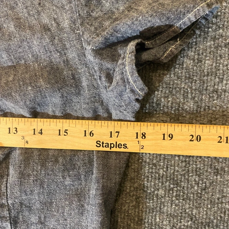 Vestido AGB Talla 10 Lino Mezcla Algodón Manga Corta Cuello Botón Delantero Gris Foto 3 de 4